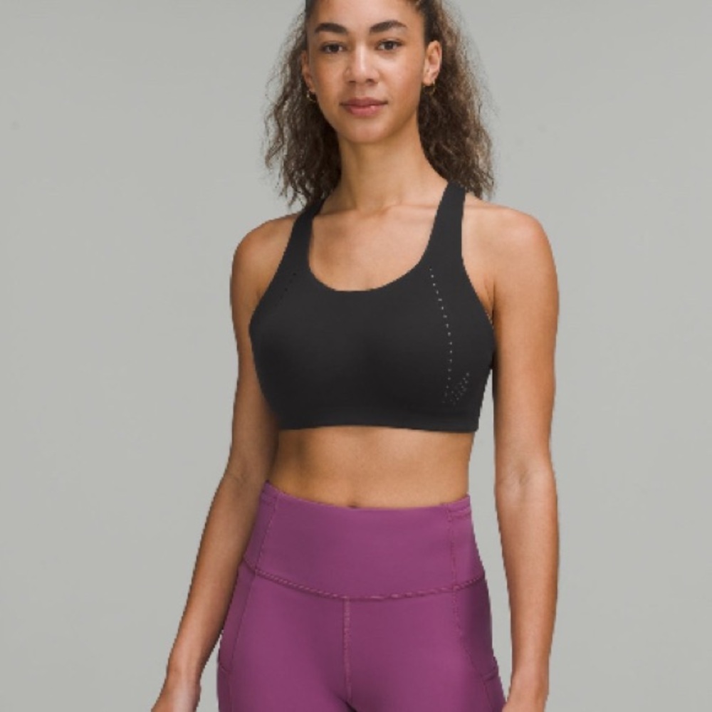 NWT  Lululemon Athletica Black/Asphalt Grey AirSupport High Support Bra -36DDD